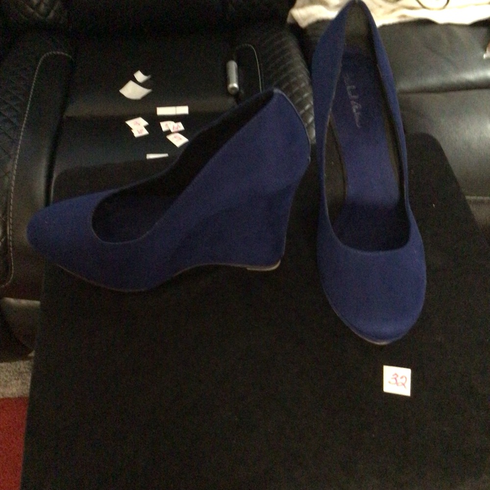 Michael Antonio Blue Wedge Shoes with Classic Design